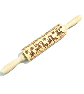 Wooden rolling pin 35cm with individual embossed motif