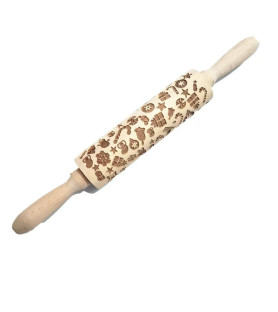Wooden rolling pin 42cm with individual embossed motif