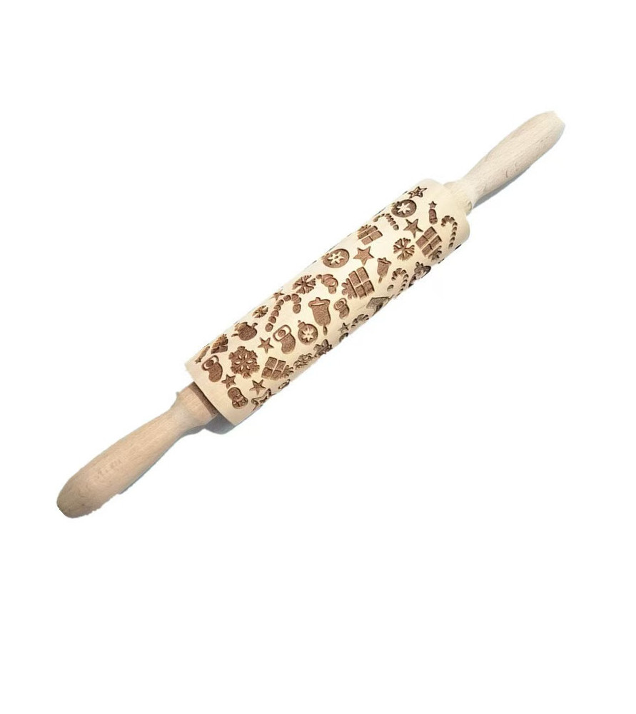 Holz Teigrolle 42cm mit individuellem Prägemotiv Holz Teigrolle 42cm mit individuellem Prägemotiv