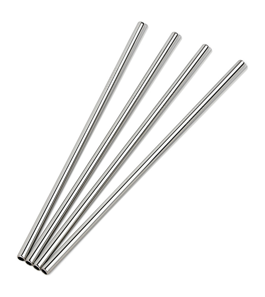 Edelstahl Cocktail Strohhalm 215 x 8 mm gerade 4er-Set