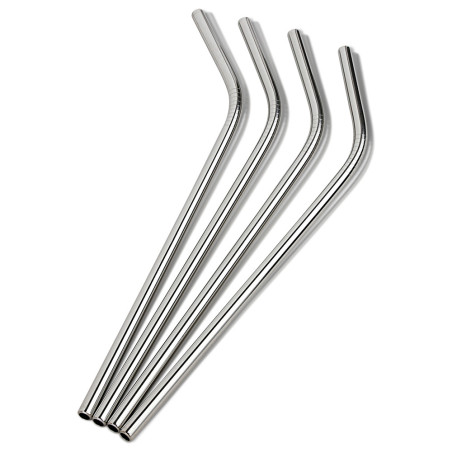 Stainless steel straw 215 x 6 mm bent set of four