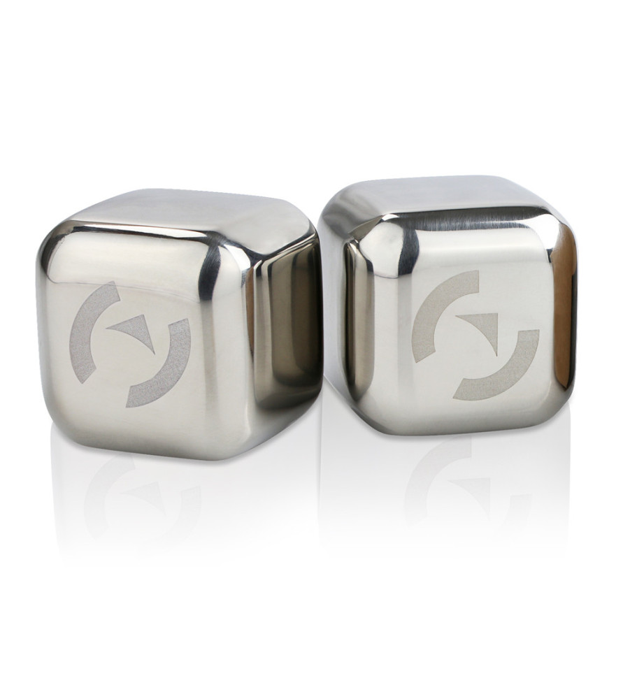 Laser engraving on one side for stainless steel ice cubes