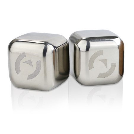 Laser engraving on one side of stainless steel ice cubes
